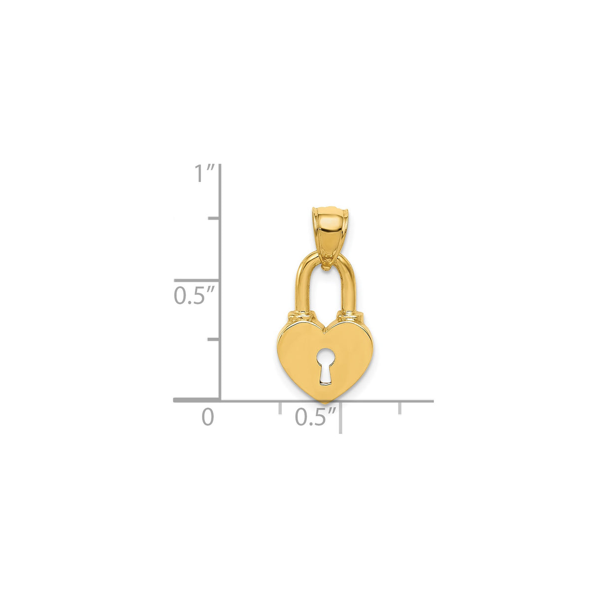 14k Yellow Gold Heart Lock Pendant with Keyhole Cutout, Romantic Padlock Charm