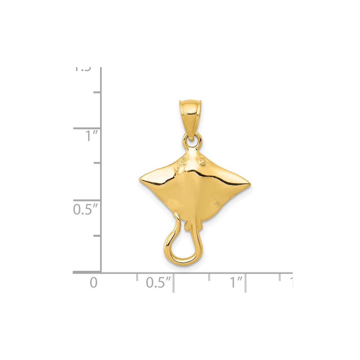 14k Yellow Gold Manta Ray Pendant, Ocean-Inspired Marine Animal Jewelry, Unisex Nautical Design