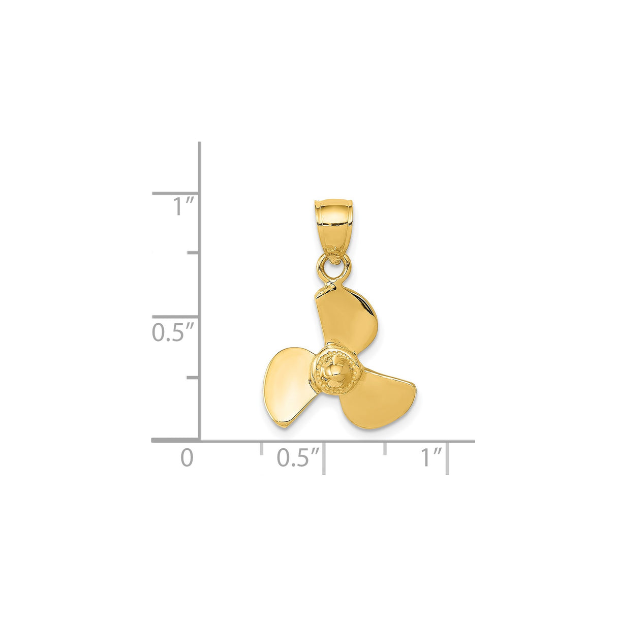 14k Yellow Gold Boat Propeller Pendant, Three-Blade Nautical Charm, Maritime Sailing Theme