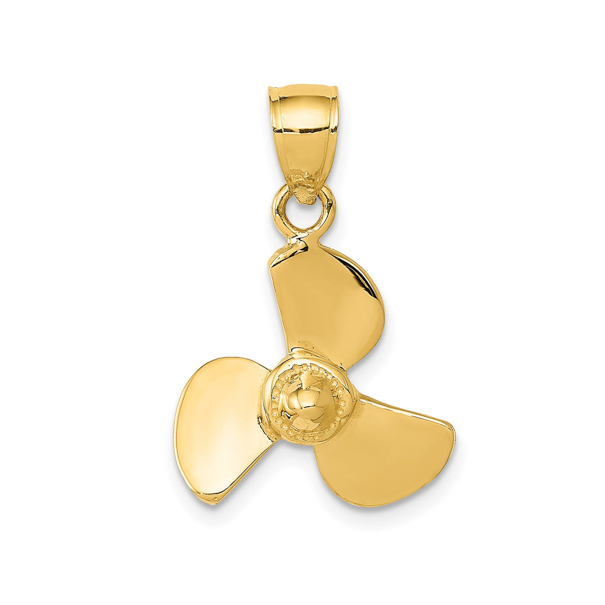 14k Yellow Gold Boat Propeller Pendant, Three-Blade Nautical Charm, Maritime Sailing Theme