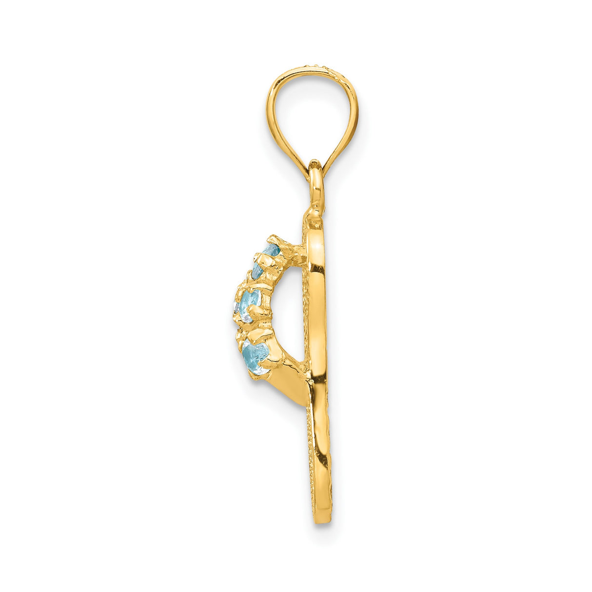 14k Yellow Gold Flip-Flop Sandal Pendant with Cubic Zirconia, Ocean-Inspired Beach Charm