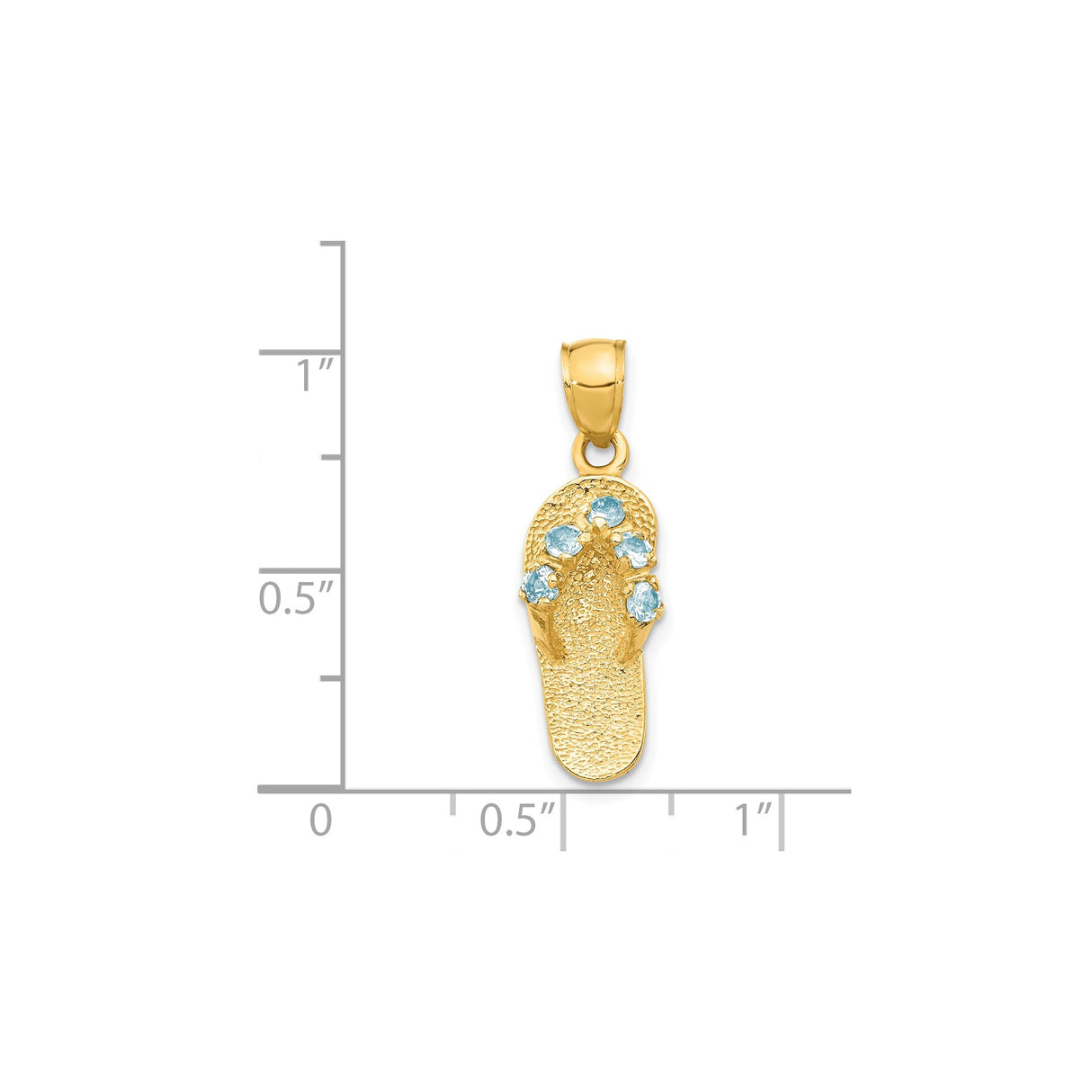14k Yellow Gold Flip-Flop Sandal Pendant with Cubic Zirconia, Ocean-Inspired Beach Charm