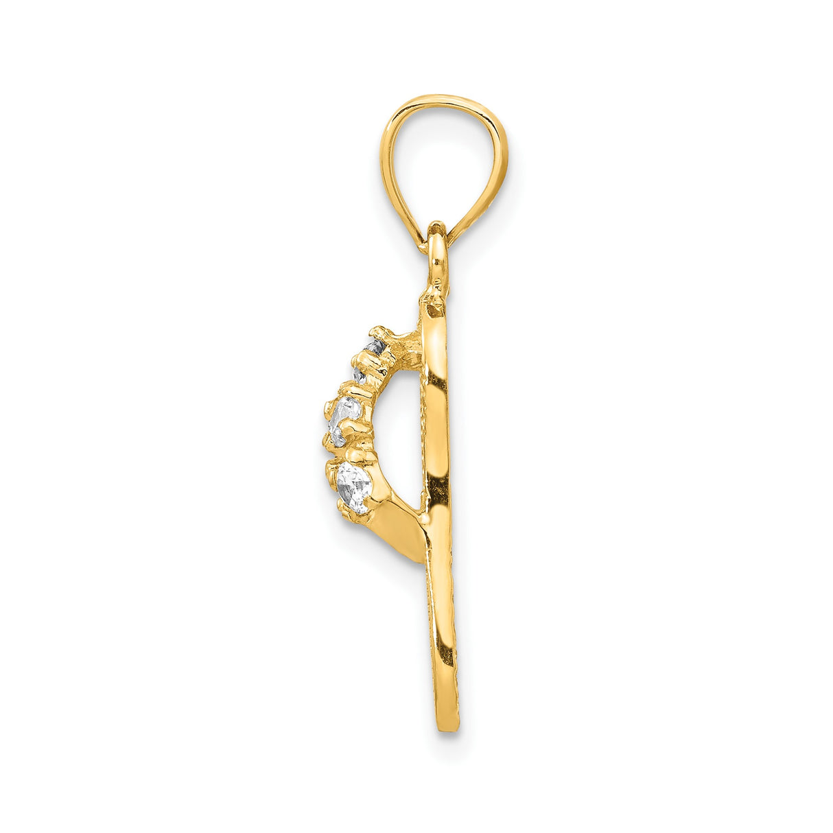 14k Yellow Gold Flip Flop Sandal Pendant with Cubic Zirconia, Textured Coastal Style Charm