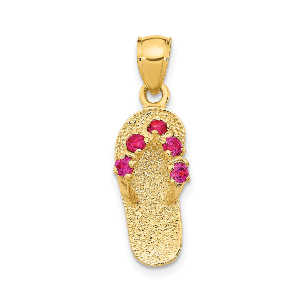 14k Yellow Gold Flip-Flop Sandal Pendant with Cubic Zirconia, Beach Charm Style