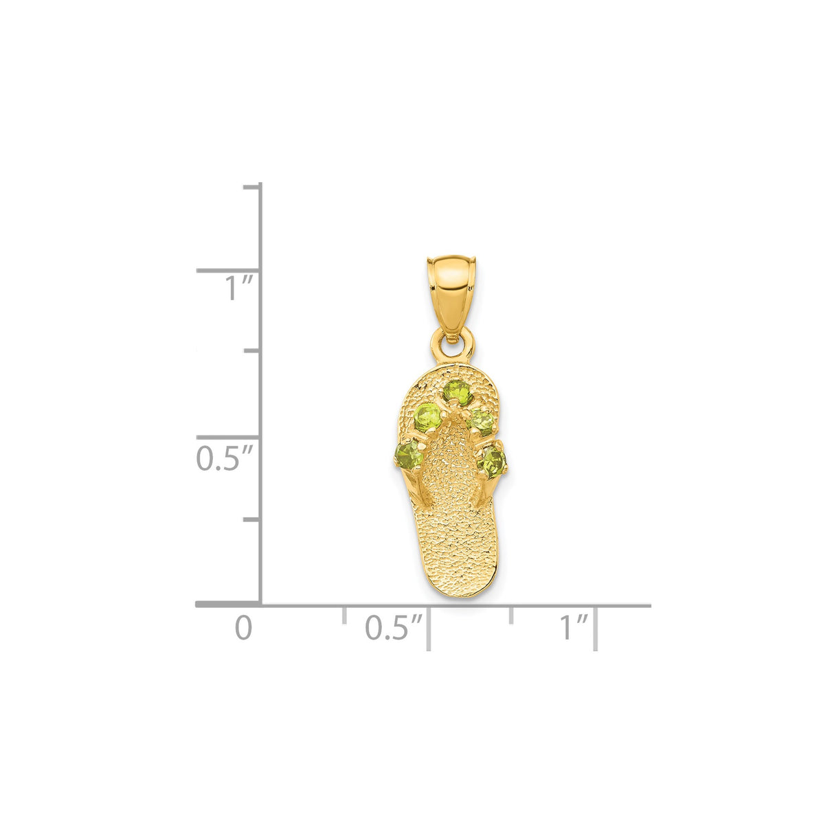 14k Yellow Gold Flip-Flop Sandal Charm Pendant with Cubic Zirconia, Coastal Beach Style