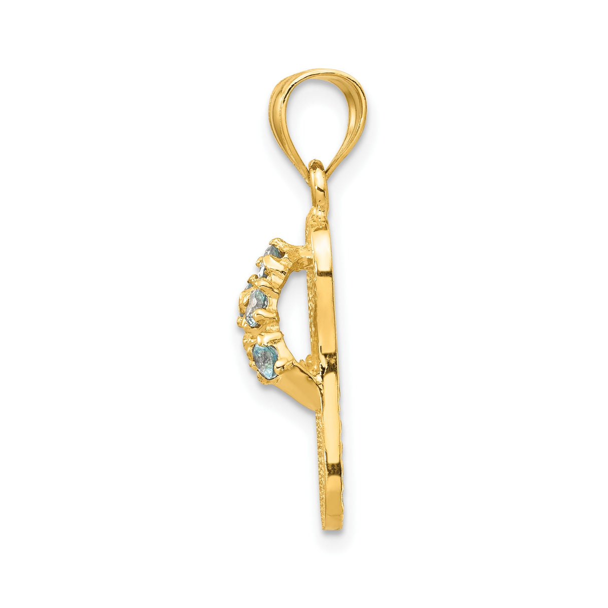 14k Yellow Gold Flip Flop Sandal Pendant with Cubic Zirconia, Ocean-Inspired Charm