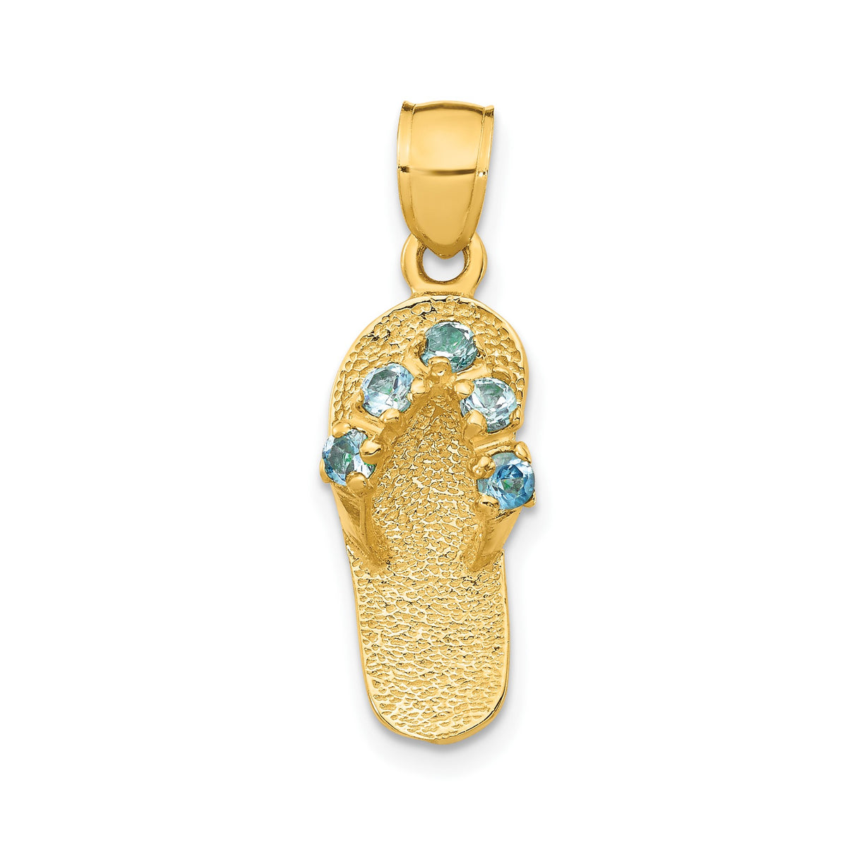 14k Yellow Gold Flip Flop Sandal Pendant with Cubic Zirconia, Ocean-Inspired Charm