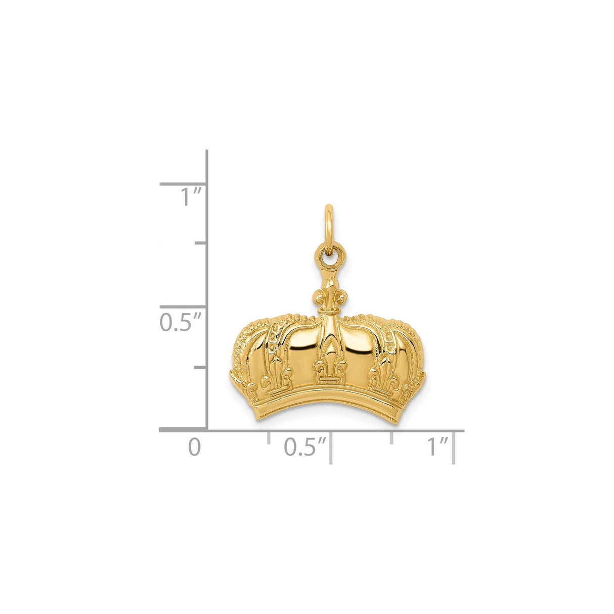 14k Yellow Gold Crown Pendant with Fleur-de-Lis Accents, Regal Masonic Charm for Men or Women