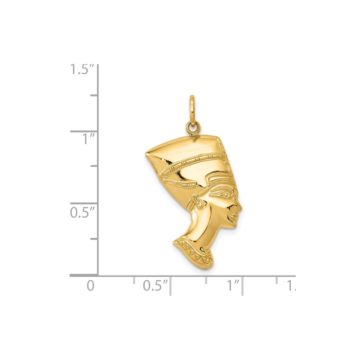 14k Yellow Gold Nefertiti Pendant, Detailed Egyptian Queen Design, Afrocentric Unisex Charm