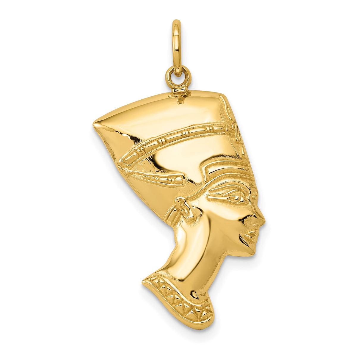 14k Yellow Gold Nefertiti Pendant, Detailed Egyptian Queen Design, Afrocentric Unisex Charm