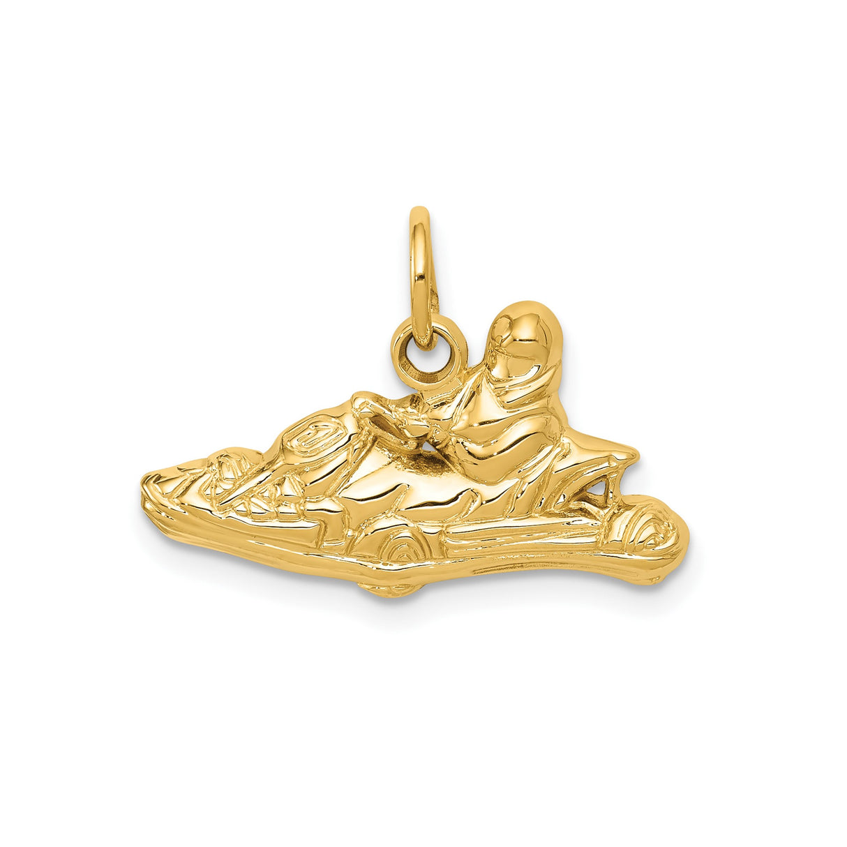 14k Yellow Gold Go-Kart Racer Pendant with Helmeted Driver, Motorsports Charm for Racing Fans