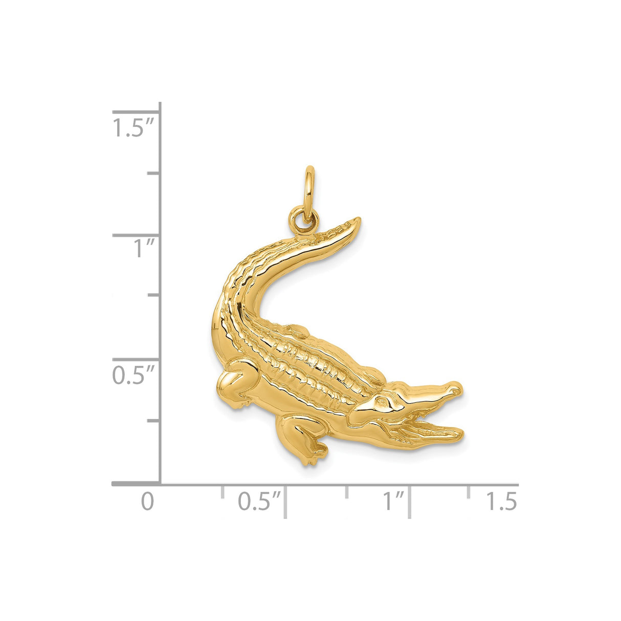 14k Yellow Gold Alligator Pendant, Detailed Crocodile Charm, Wildlife Theme for Men or Women