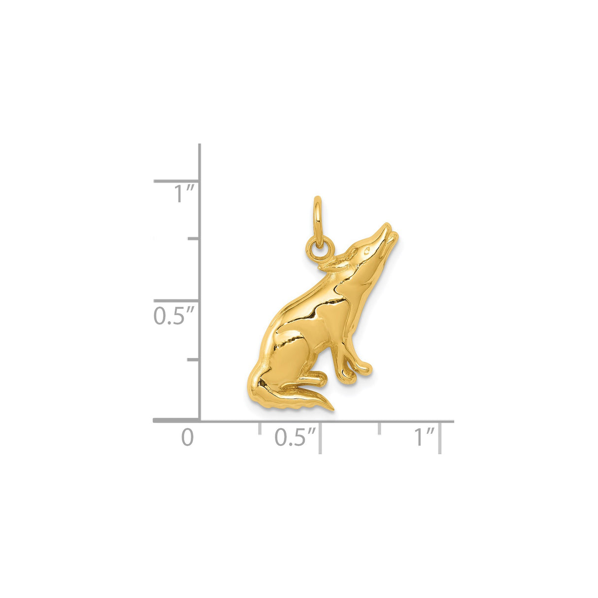 14k Yellow Gold Howling Coyote Pendant, Wilderness Spirit Animal Charm for Women or Unisex Wear