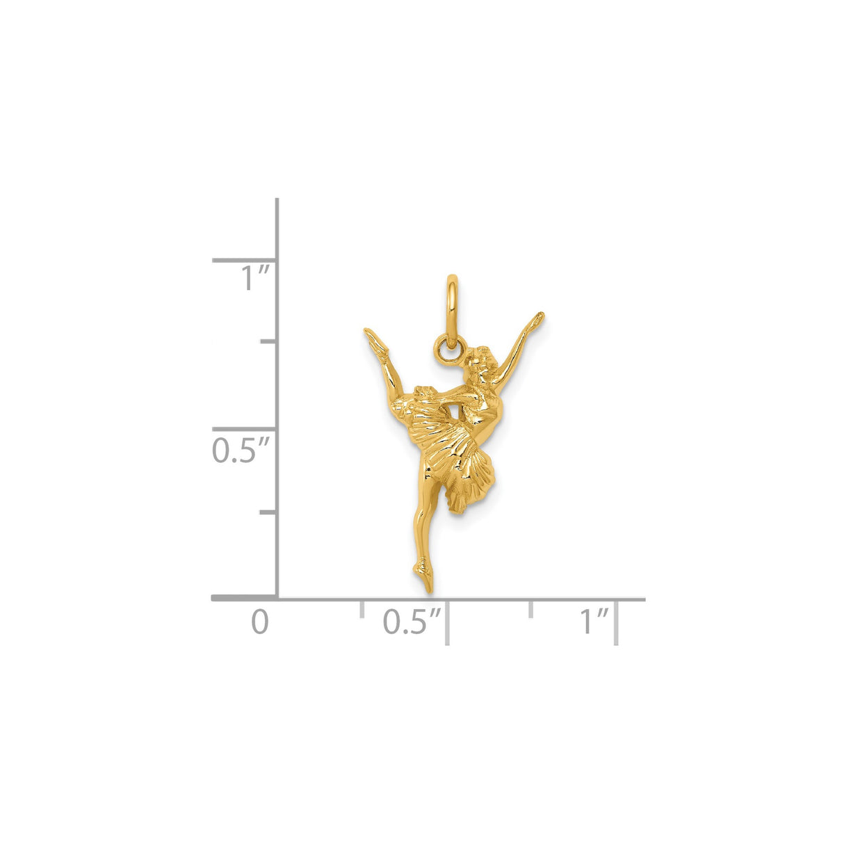 14k Yellow Gold Ballerina Dancer Pendant with Graceful Ballet Pose and Artistic Design
