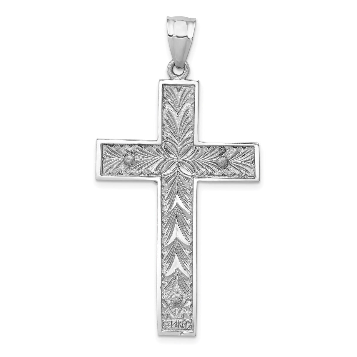 14k Two-Tone Gold Crucifix Pendant with Detailed Latin Cross Design for Men and Women