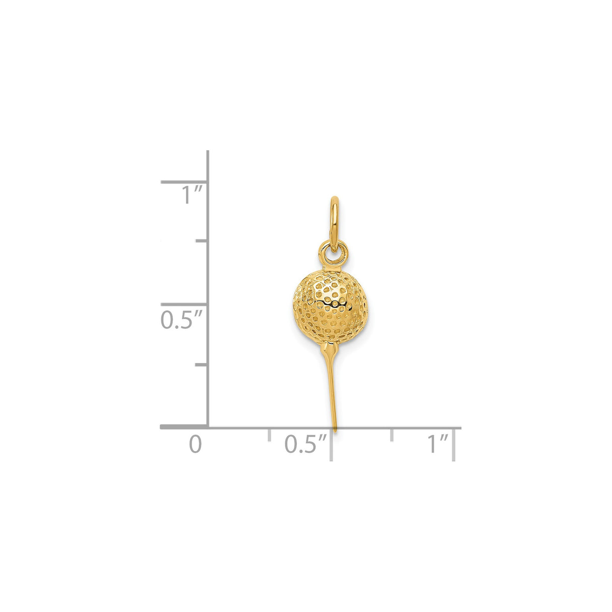 14k Yellow Gold Golf Ball on Tee Pendant, Realistic Sports Charm for Golfers