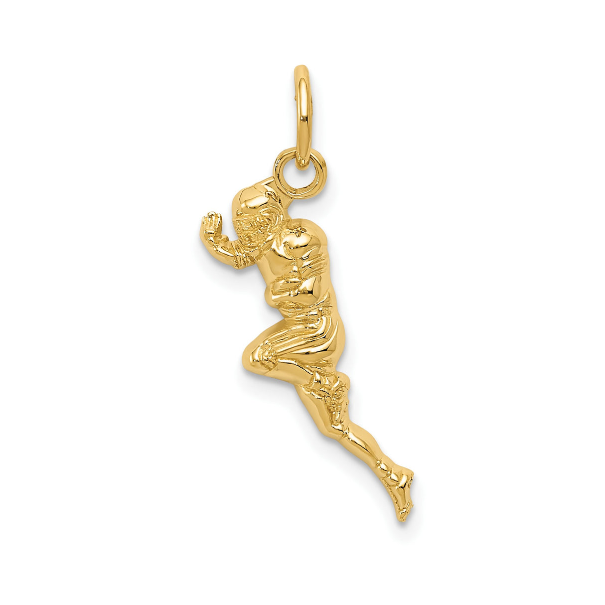 14k Yellow Gold Football Player Pendant with Detailed Athlete in Motion Design