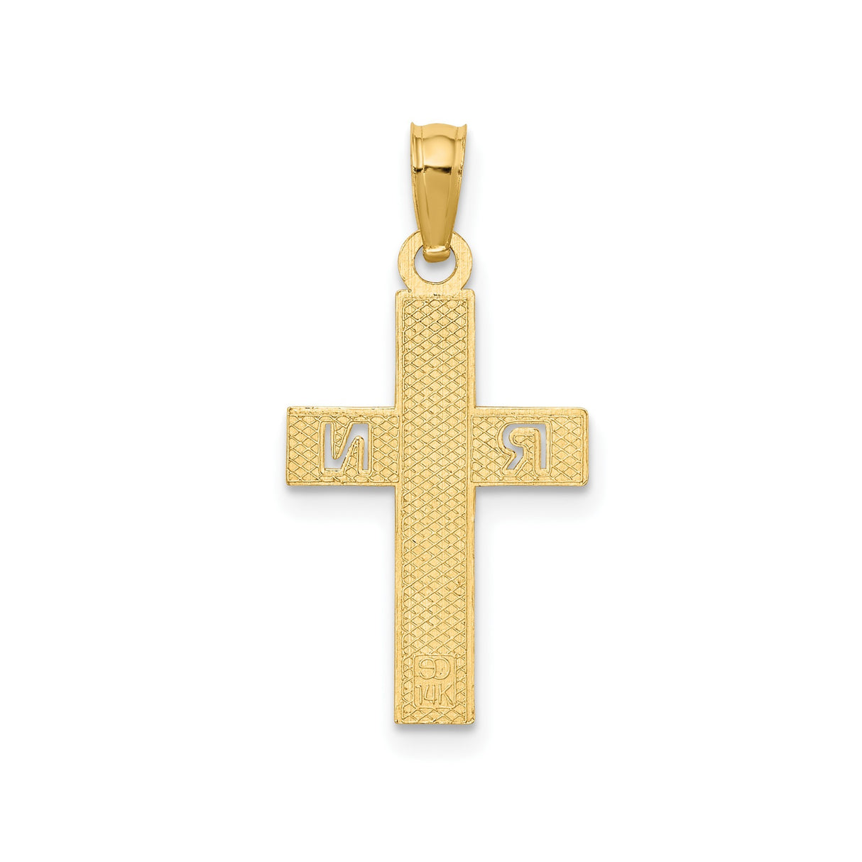14k Yellow Gold Latin Cross Pendant with Textured Design, Christian RN Jewelry for Men and Women