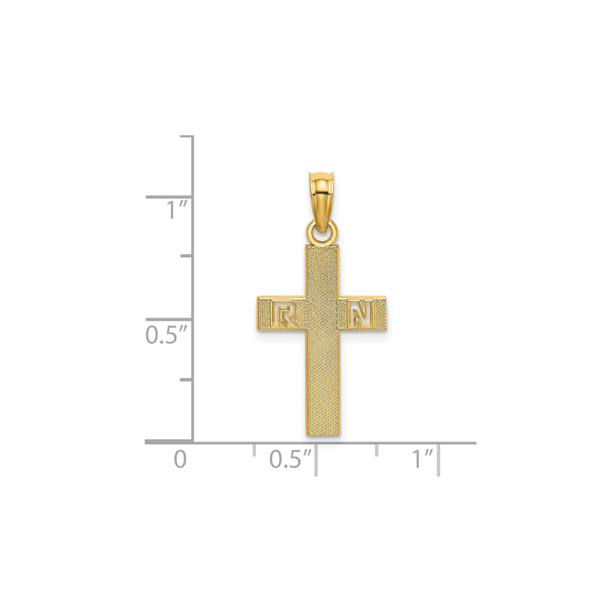 14k Yellow Gold Latin Cross Pendant with Textured Design, Christian RN Jewelry for Men and Women