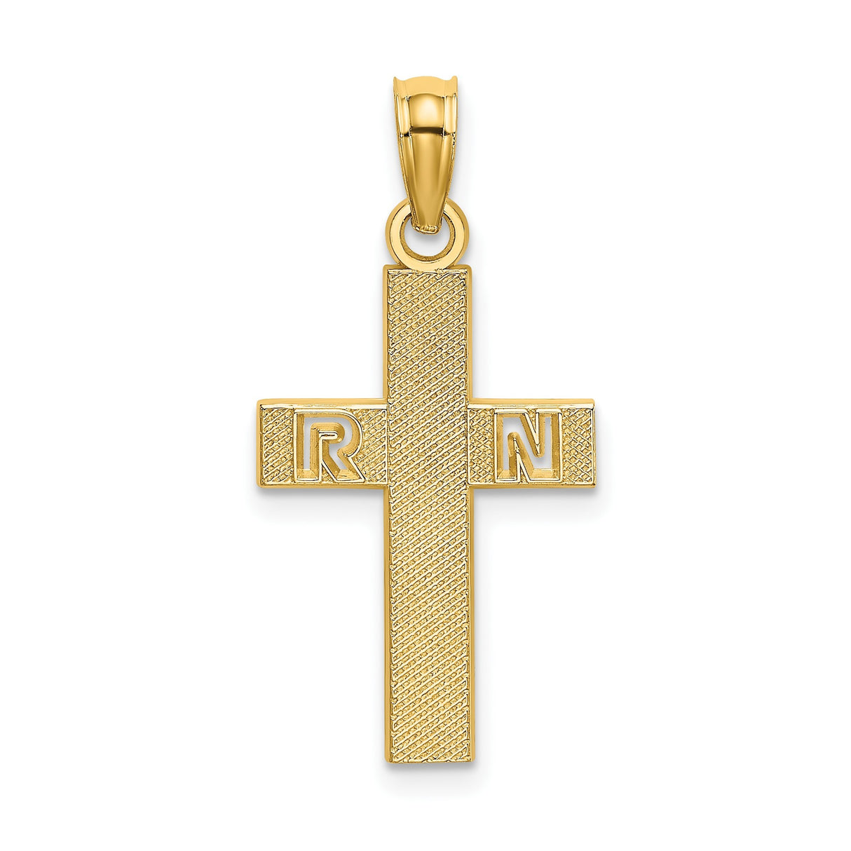 14k Yellow Gold Latin Cross Pendant with Textured Design, Christian RN Jewelry for Men and Women