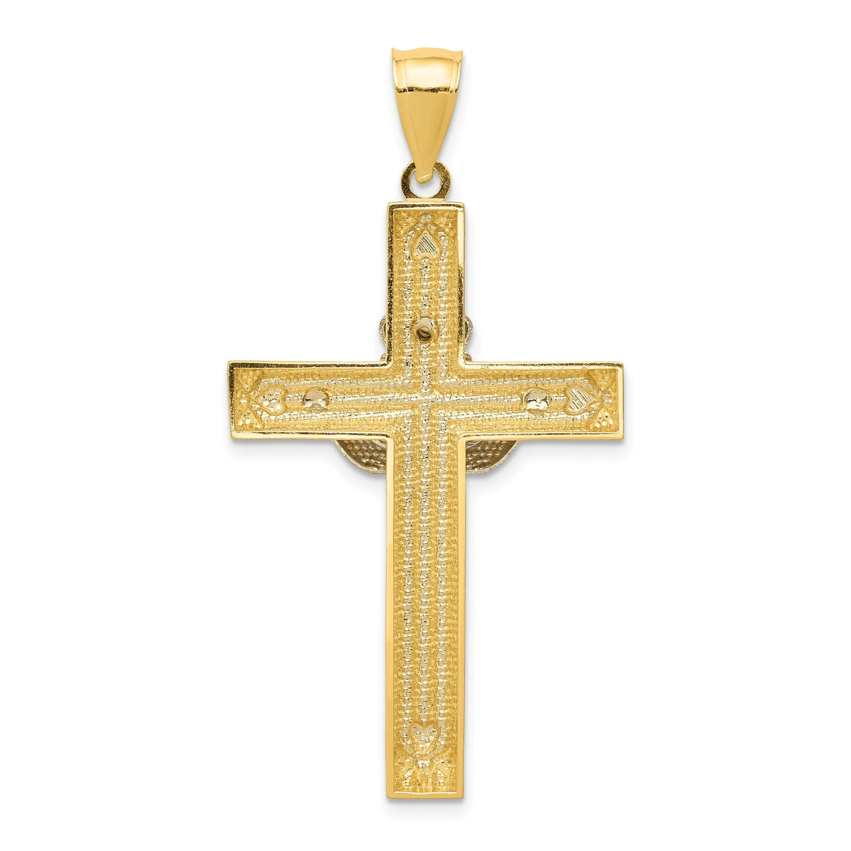 14k Two-Tone Gold Cross Pendant, Polished Celtic Design with Latin Cross Symbol
