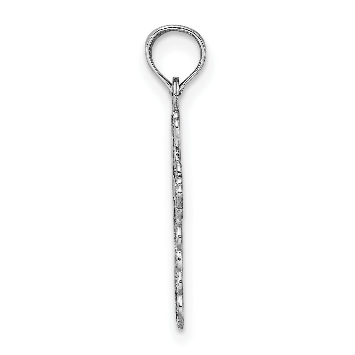 14k White Gold Cross Pendant with Polished Center, Filigree and Milgrain Detail, Vintage Style