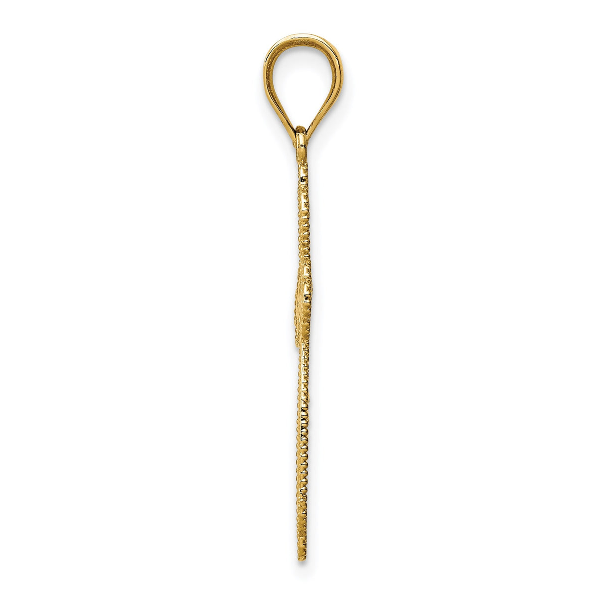 14k Yellow Gold Budded Cross Pendant with Openwork Design, Vintage Religious Style