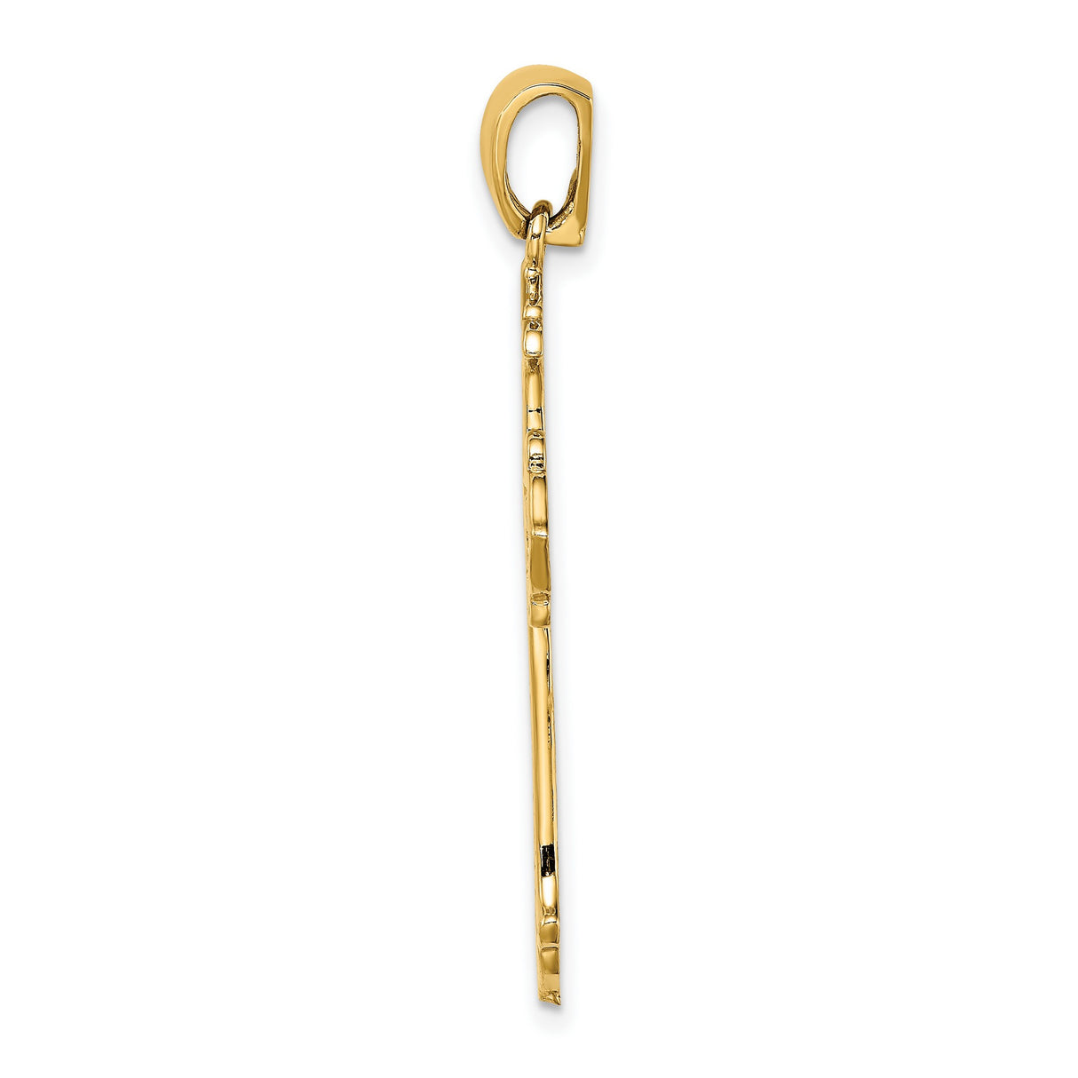 14k Yellow Gold Budded Cross Pendant with Open Scroll Motif and Floral Center