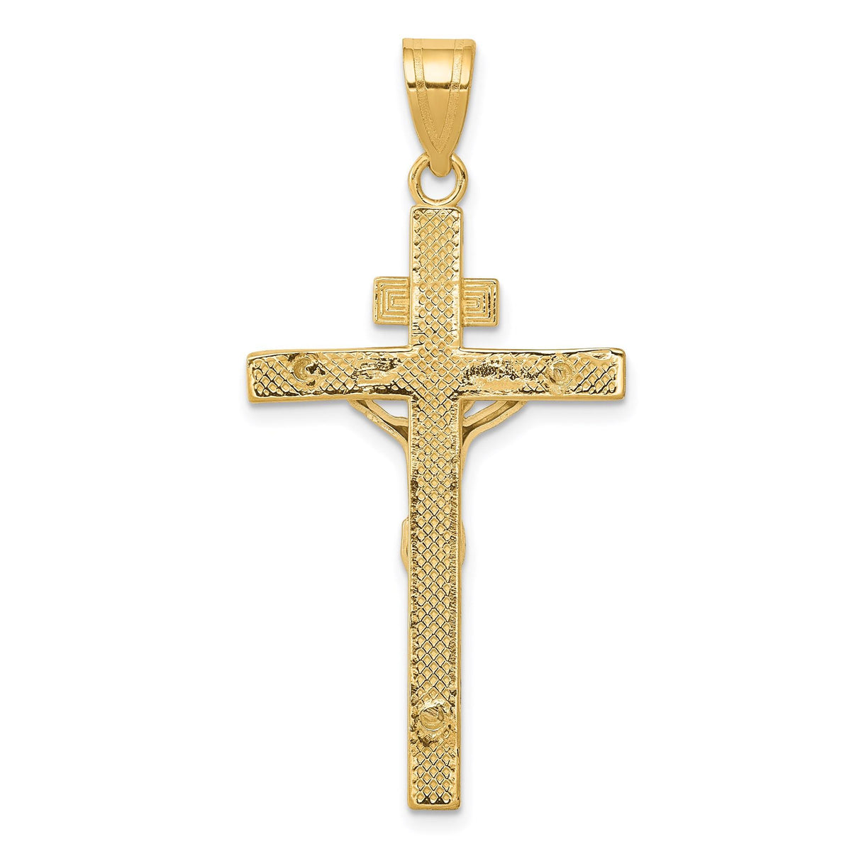 14k Two-Tone Gold Crucifix Cross Pendant, INRI Latin Catholic Jesus Charm