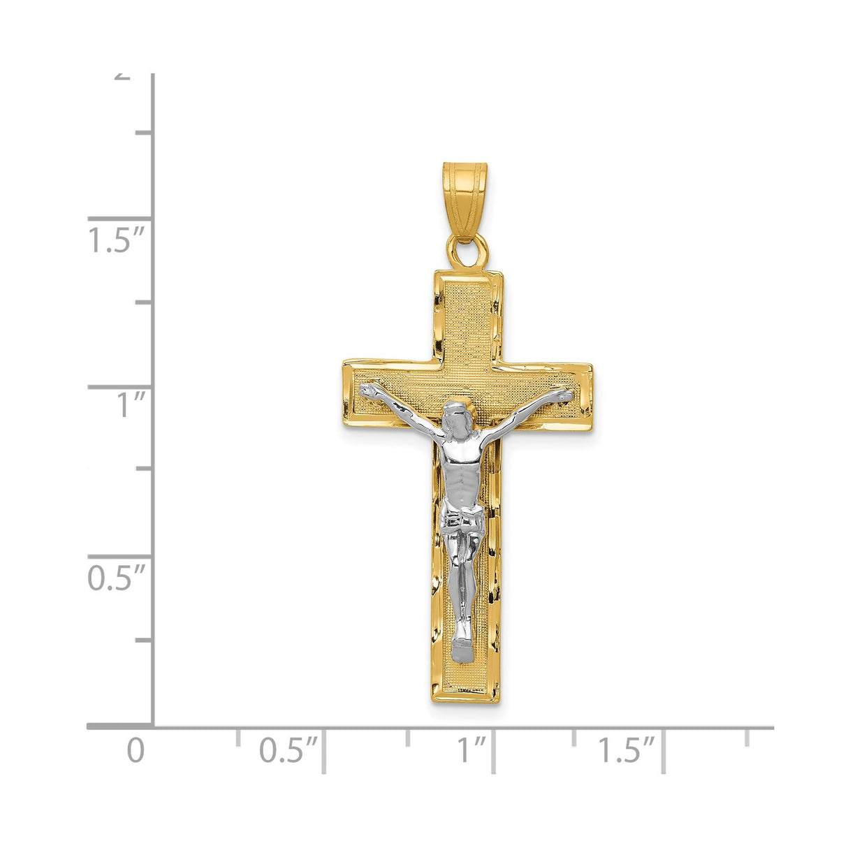 14k Two-Tone Gold Crucifix Cross Pendant with Jesus Figure for Men and Women