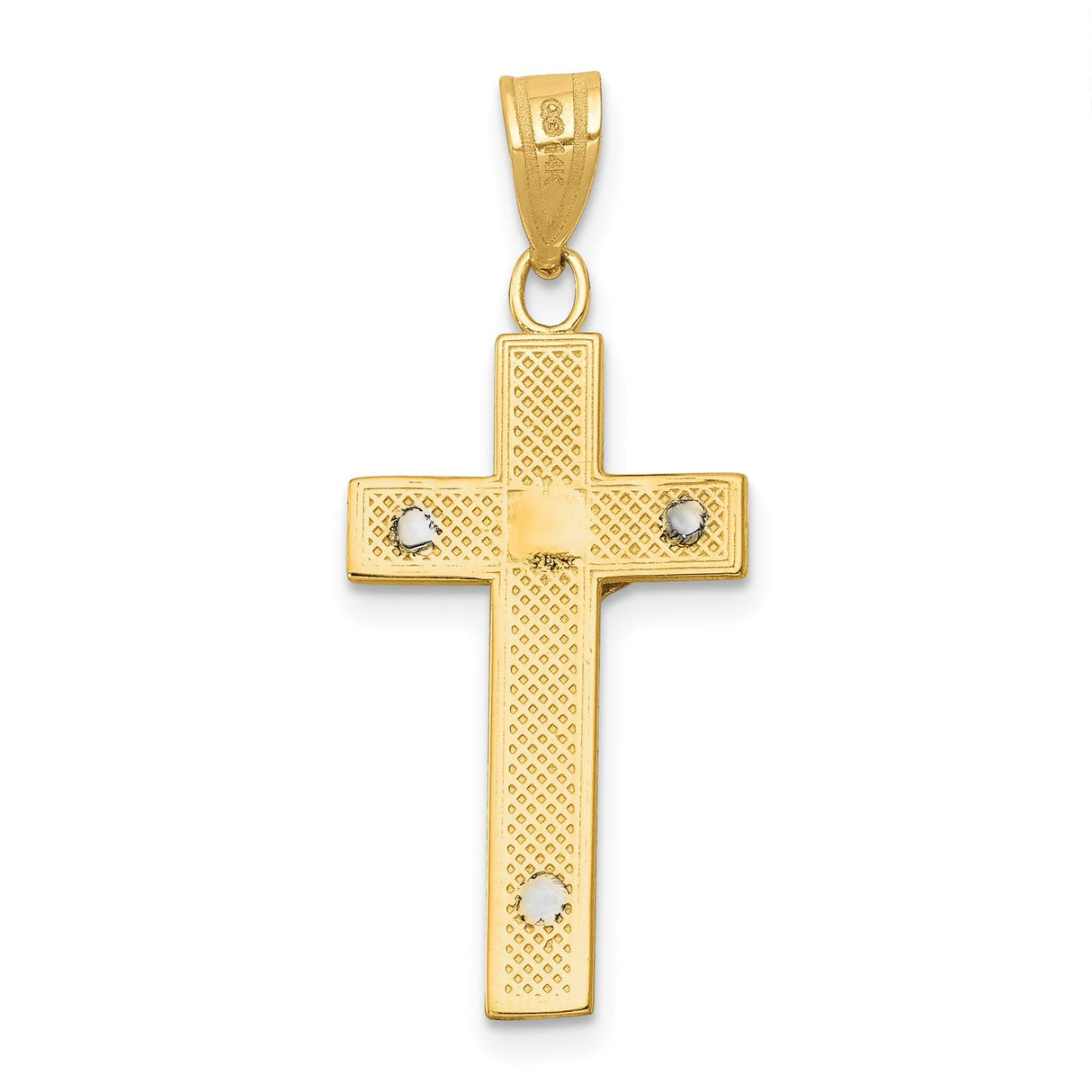14k Two-Tone Gold Crucifix Cross Pendant with Jesus Figure, Latin Religious Design