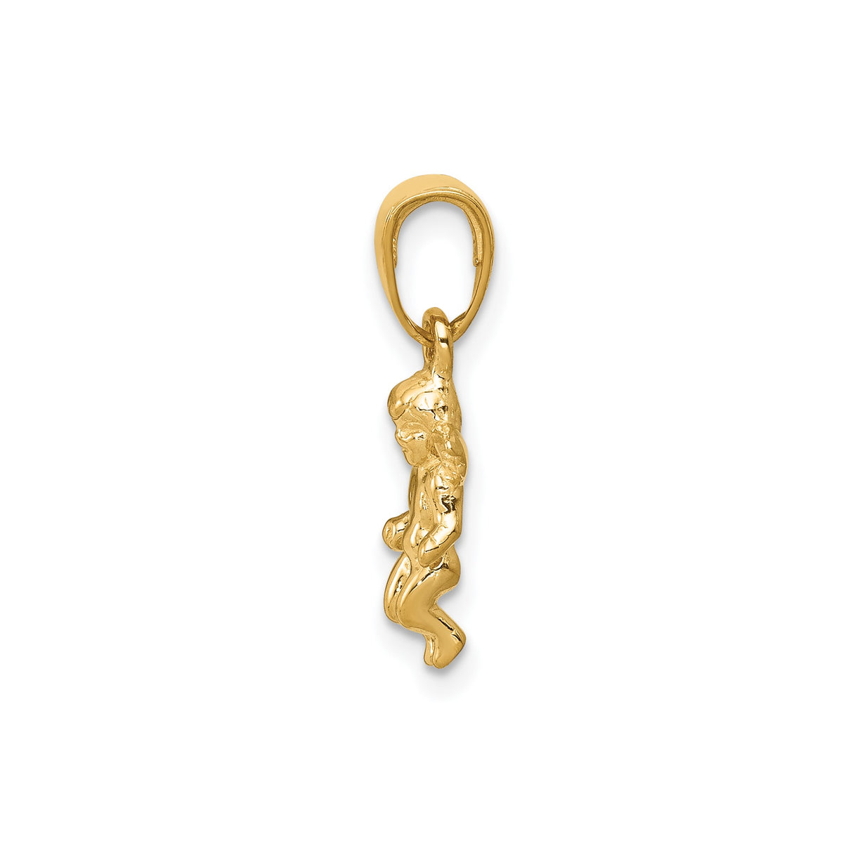 14k Yellow Gold Cherub Angel Pendant, Guardian Angel Religious Charm for Women or Unisex Wear