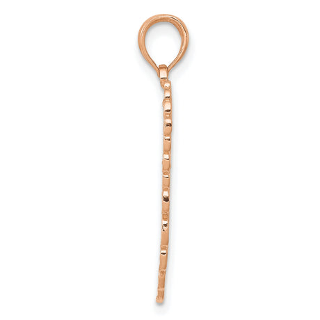 14k Rose Gold Angel Wing Pendant, Detailed Feather Charm, Spiritual Memorial Jewelry