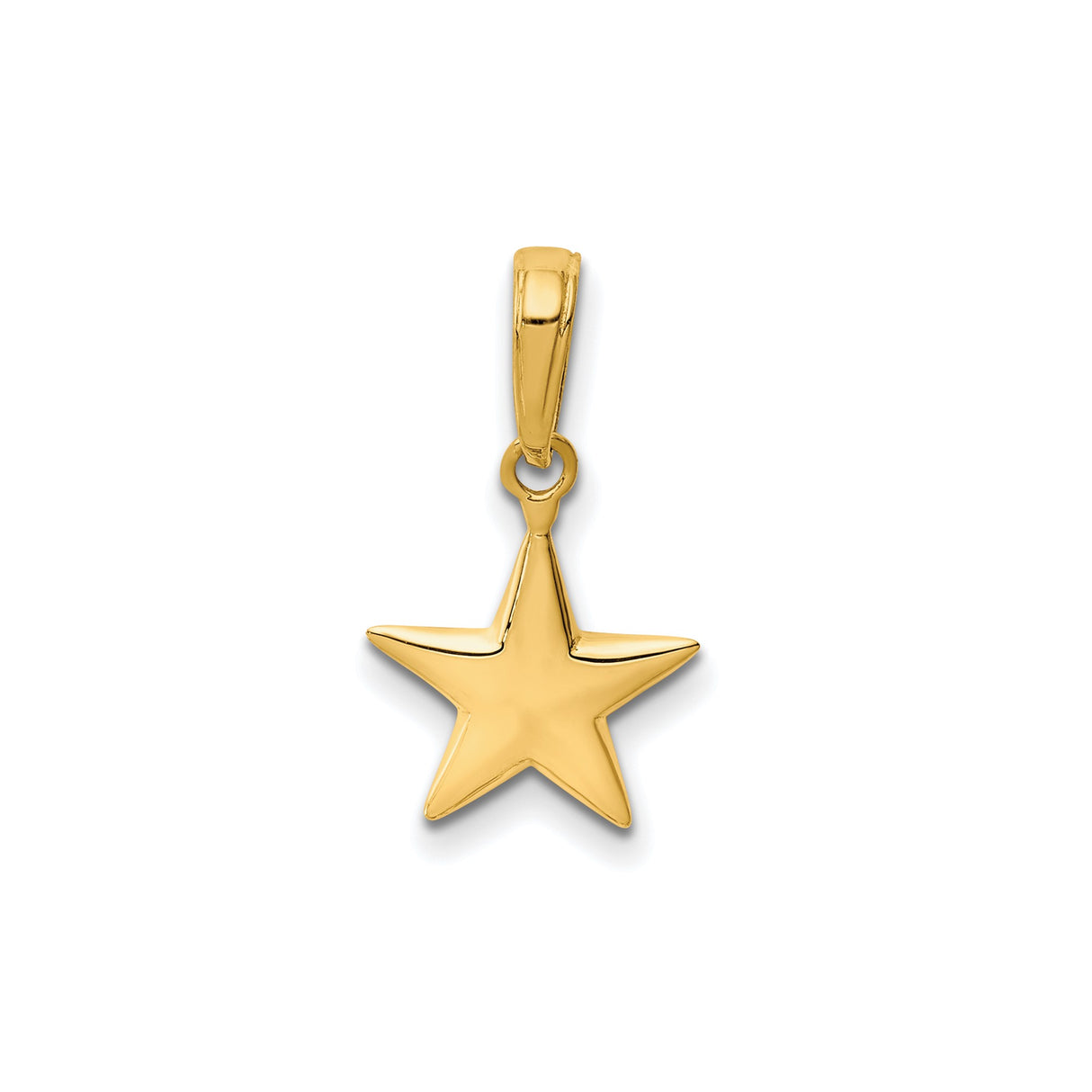 14k Yellow Gold Star Pendant Charm, Polished Five-Point Celestial Symbol for Women or Unisex Wear