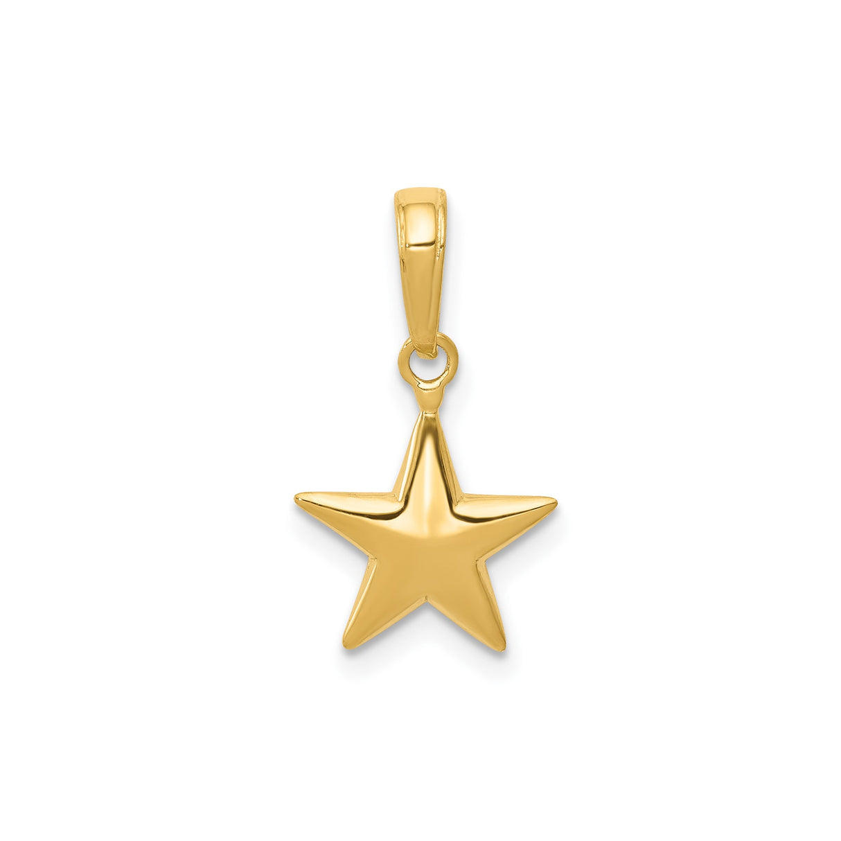 14k Yellow Gold Star Pendant Charm, Polished Five-Point Celestial Symbol for Women or Unisex Wear
