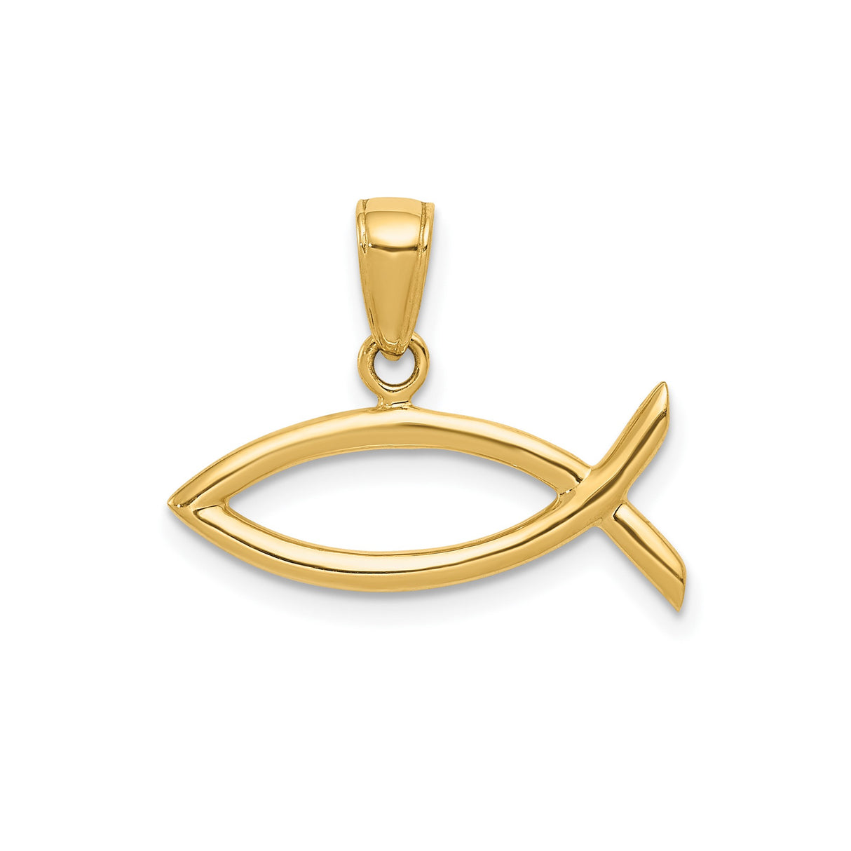 14k Yellow Gold Ichthys Fish Pendant, Christian Faith Symbol Charm, Minimalist Religious Jewelry
