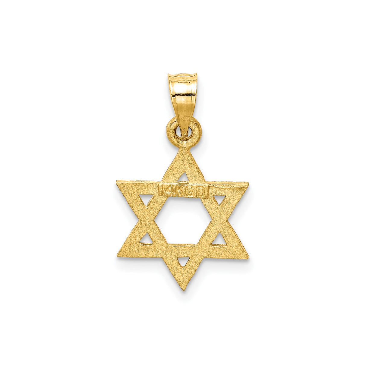 14k Yellow Gold Star of David Pendant, Polished and Textured Judaica Charm, Unisex Jewish Symbol