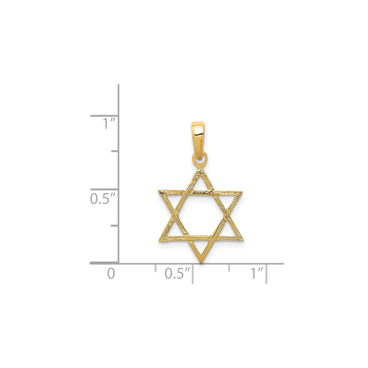 14k Yellow Gold Star of David Pendant with Textured Finish, Jewish Religious Charm
