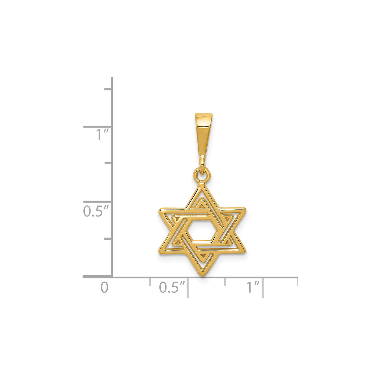 14k Yellow Gold Star of David Pendant with Interlocking Openwork Design, Religious Jewelry