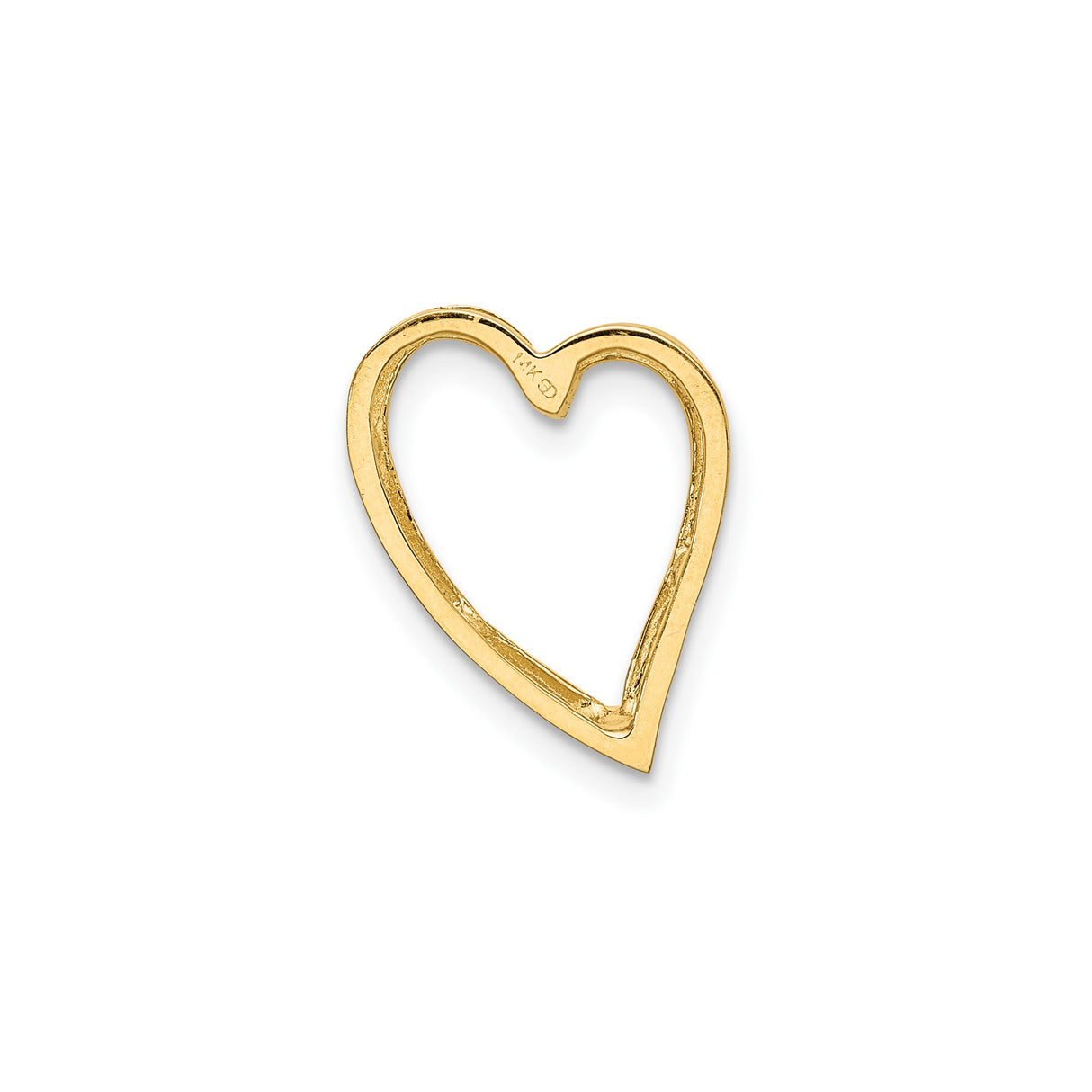 14k Yellow Gold Open Heart Pendant, Minimalist Hollow Heart Charm for Women