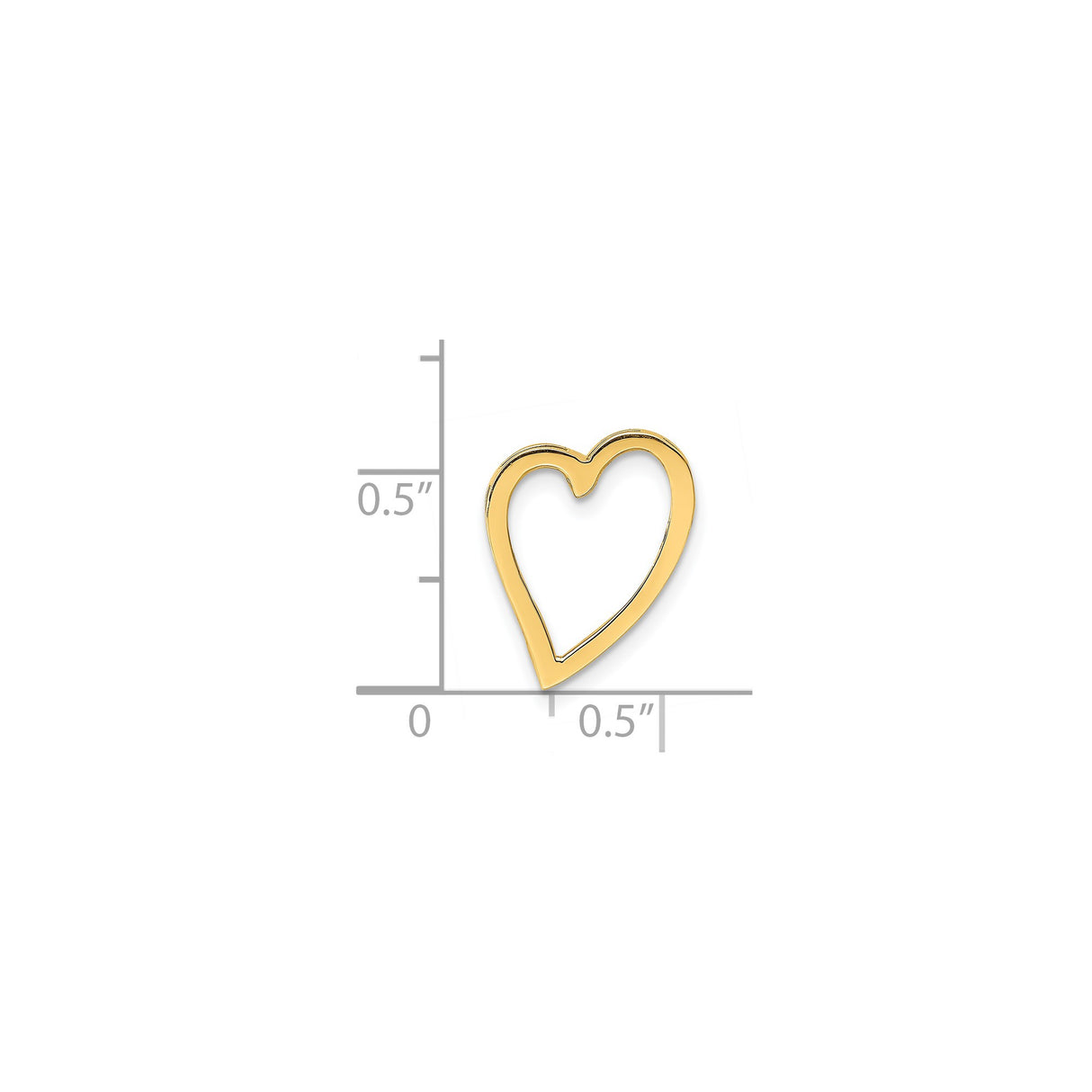 14k Yellow Gold Open Heart Pendant, Minimalist Hollow Heart Charm for Women