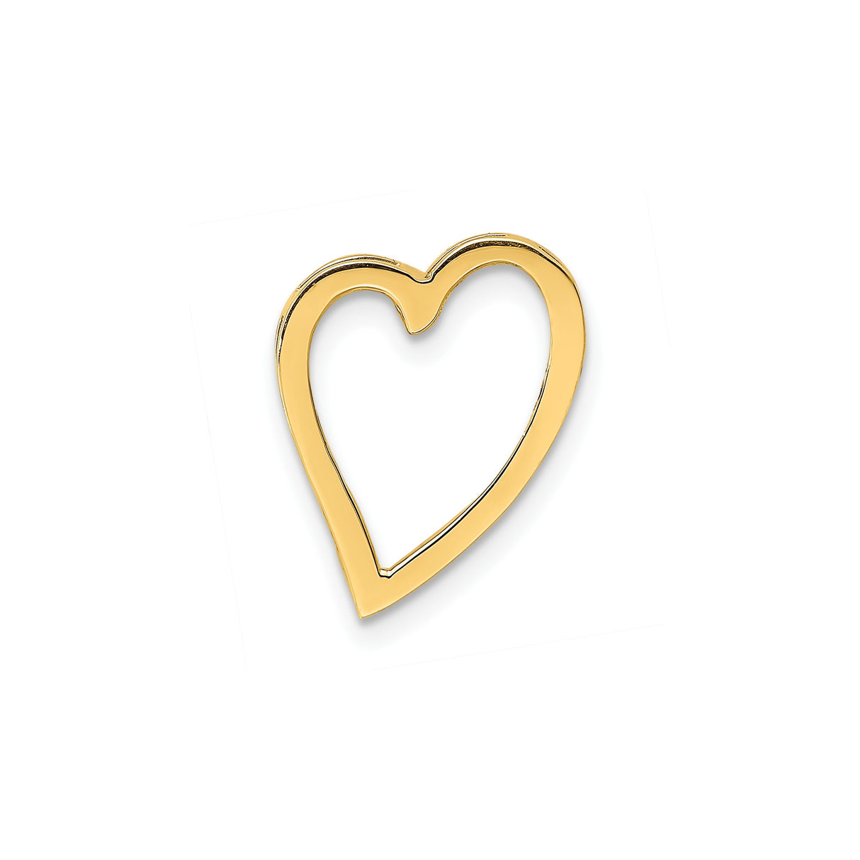 14k Yellow Gold Open Heart Pendant, Minimalist Hollow Heart Charm for Women