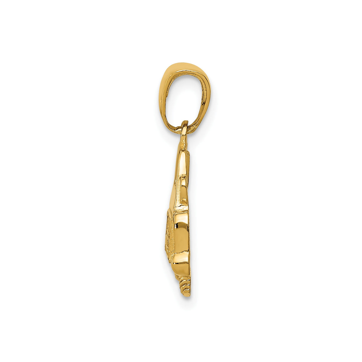 14k Yellow Gold Just Married Pendant with Bride and Groom in Car, Wedding Charm