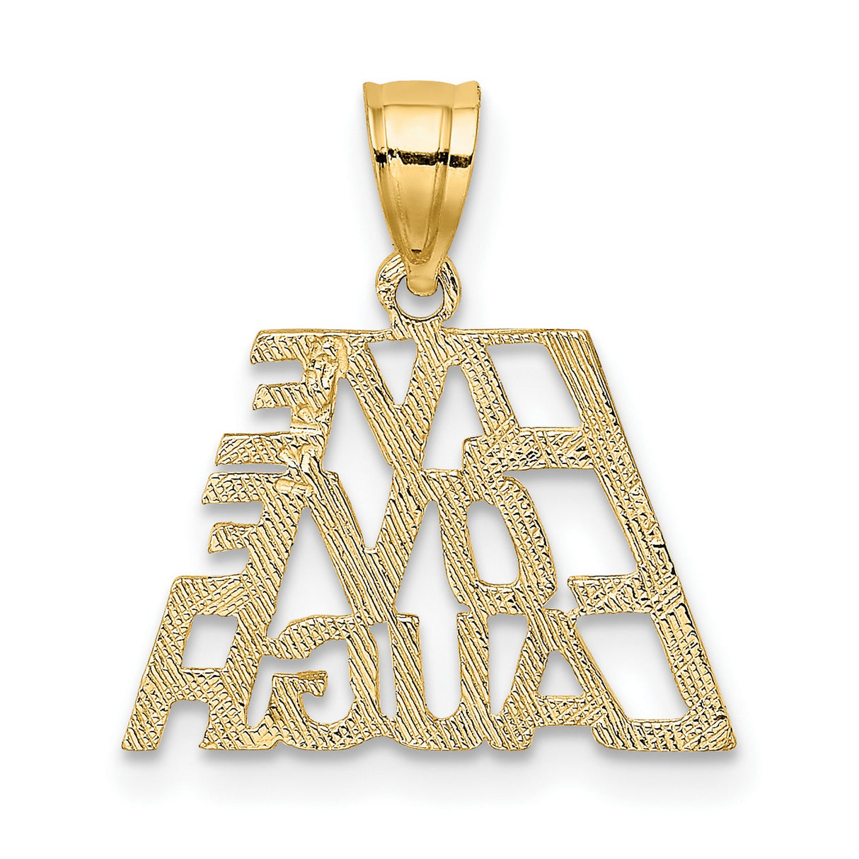 14k Yellow Gold Pendant, Live Love Laugh Inspirational Message, Unisex Motivation Charm