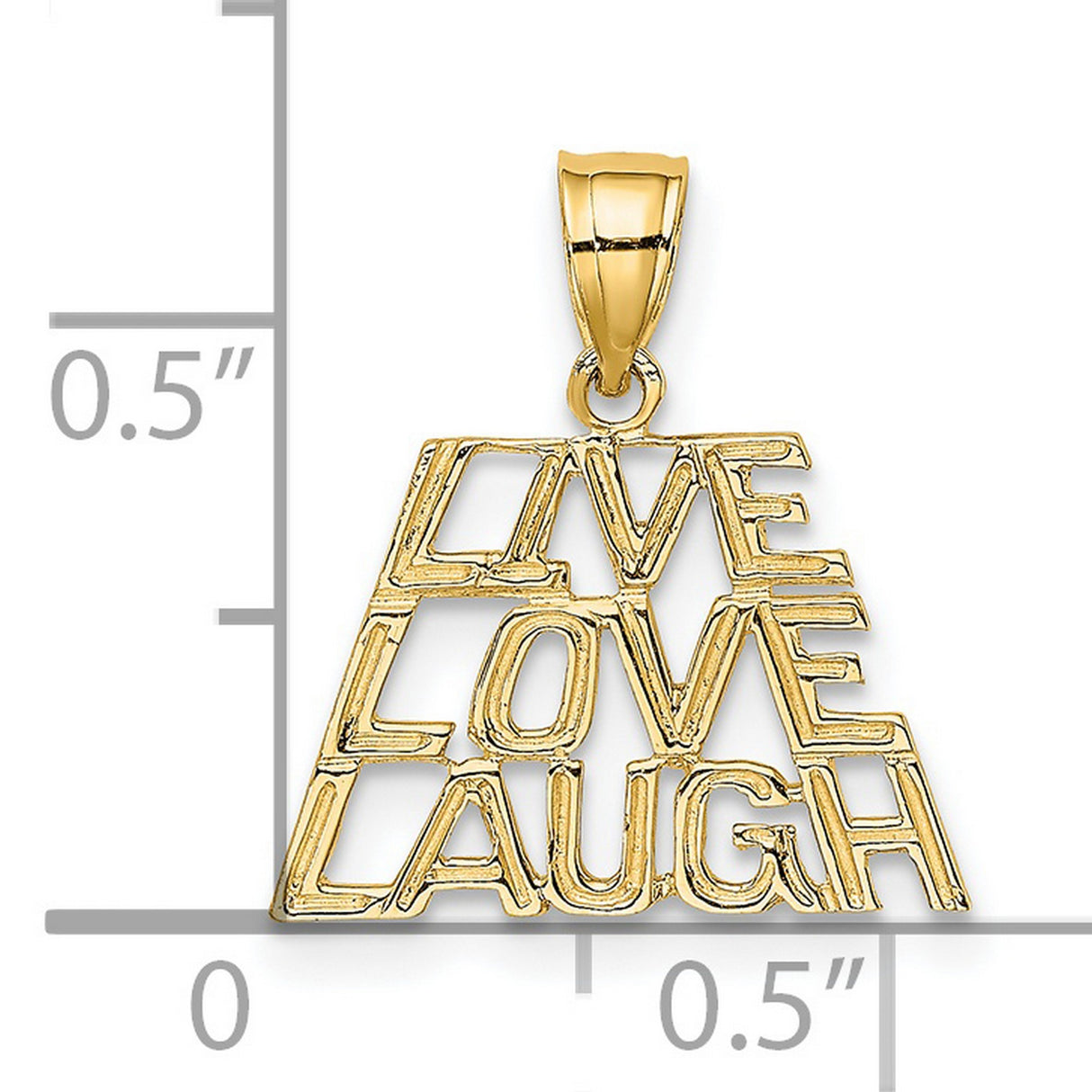 14k Yellow Gold Pendant, Live Love Laugh Inspirational Message, Unisex Motivation Charm