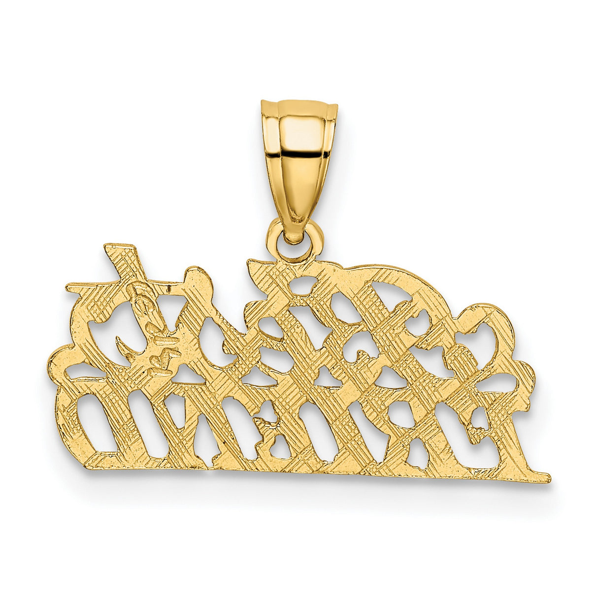 14k Yellow Gold Friend Pendant, Script Friendship Charm Symbolizing Loyalty and Bond
