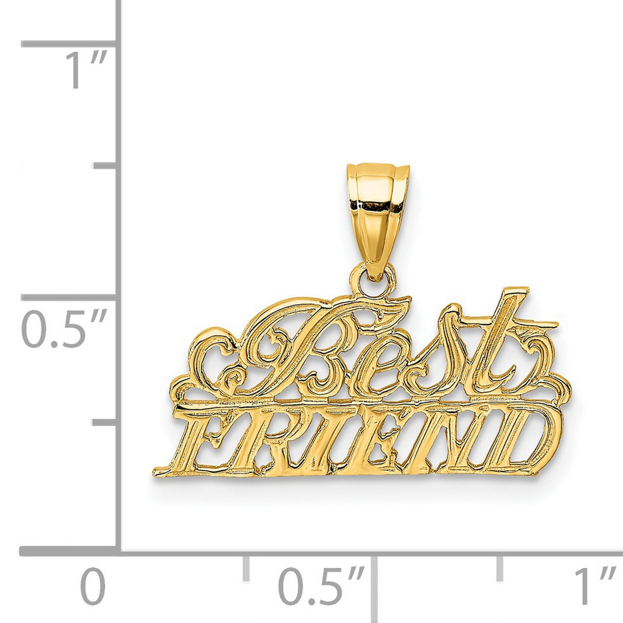 14k Yellow Gold Friend Pendant, Script Friendship Charm Symbolizing Loyalty and Bond