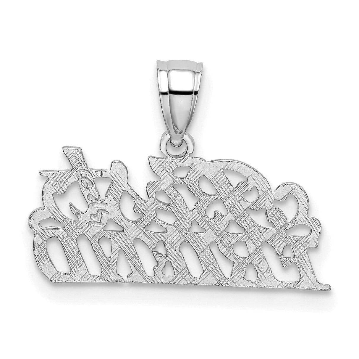 14k White Gold Friend Pendant Charm with Script Lettering, Lightweight Friendship Jewelry for Women