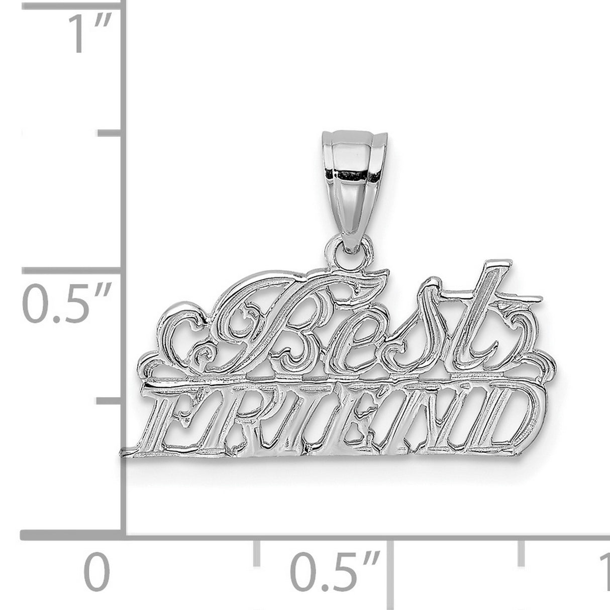 14k White Gold Friend Pendant Charm with Script Lettering, Lightweight Friendship Jewelry for Women