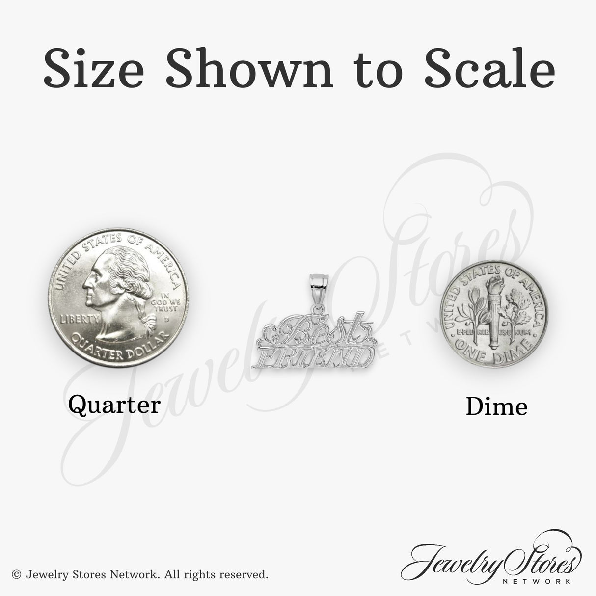14k White Gold Friend Pendant Charm with Script Lettering, Lightweight Friendship Jewelry for Women